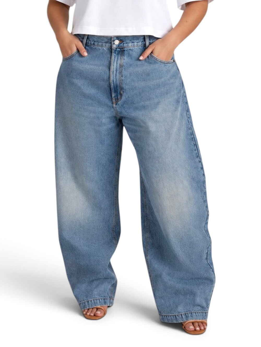 KBB by KAHLANA Women's Mid-Rise 'The Barrel Leg Jean'  Vintage Wash